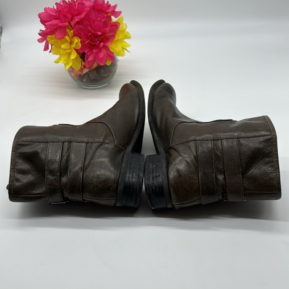 Nine West Just This Brown Leather Ankle Bootie Size 8.5 MCA6442K - Picture 4 of 7